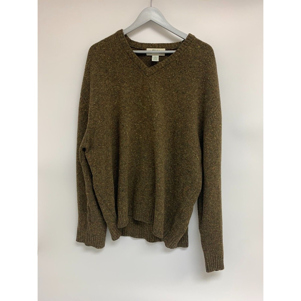 Orvis V Neck Sweater Lambswool Green Speckled Pattern Pullover Mens Size XXL